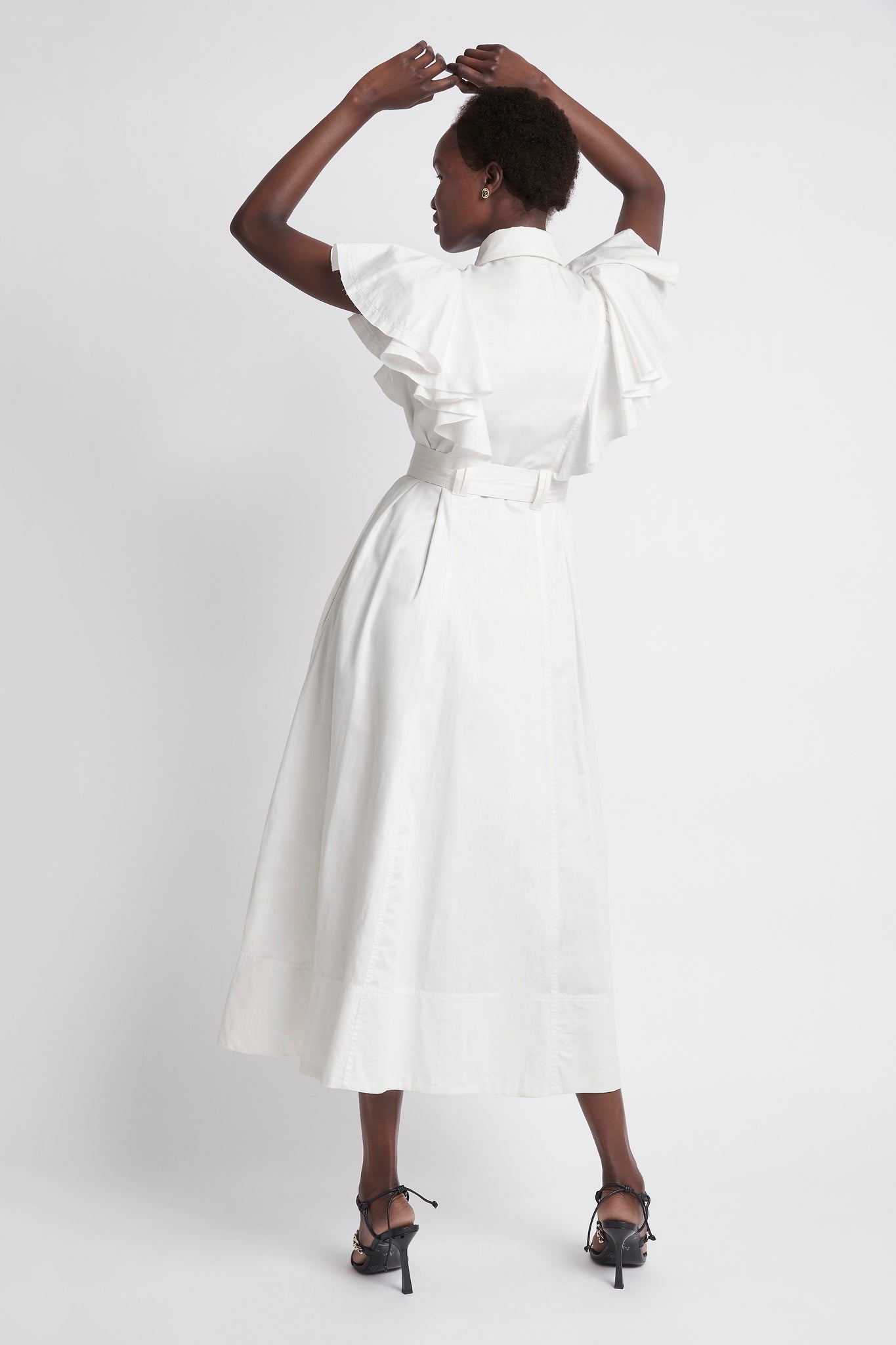 Kindred Frill Sleeve Midi Dress | Ivory ...